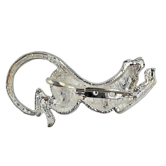 3” MJ Silver Tone Chrome Finish Crouching Panther Cat Converter Brooch Pendant - Picture 3 of 4